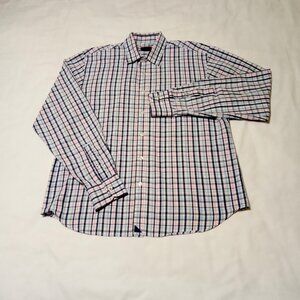 Untuckit Men's Wrinkle Free Shirt Button Down Blue/Pink/White Plaid Size Medium